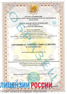 Образец сертификата соответствия аудитора №ST.RU.EXP.00014300-1 Железногорск Сертификат OHSAS 18001